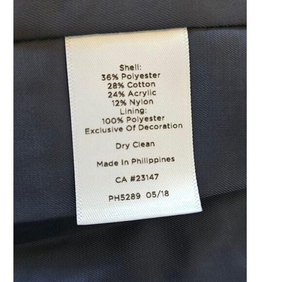 Talbots Fringe Trim Tweed Blazer Jacket Women Sz 6 Blue Long Sleeve Career Lined - Picture 9 of 9